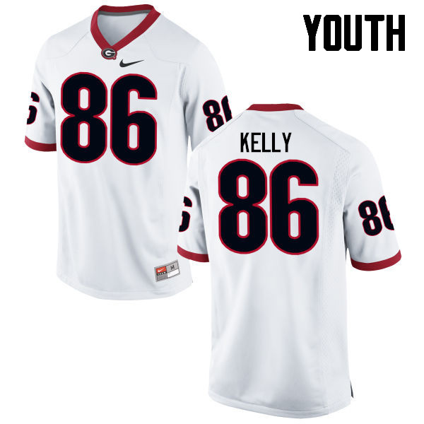 Youth Georgia Bulldogs #86 Davis Kelly College Football Jerseys-White